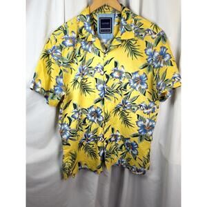 Denim & Flower Floral Ricky Singh Shirt XL Bright Yellow Tropical Summer Large